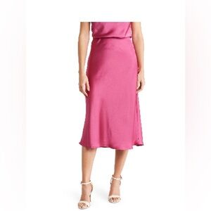 Renee C. Solid Satin Skirt- Magenta